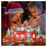 2 Count  Christmas Cards with Envelopes, Note Card and lights, Musical 3D Pop Up Christmas Cards