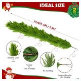 2-Pack Christmas Garland 6FT Artificial Norfolk Pine Garlands Realistic Greenery