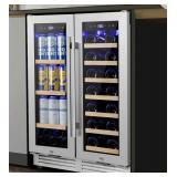 24' Wine and Beverage Refrigerator 20 Bottle 60 Can Dual Zone Built-In/Freestanding Classic Beverage Wine Cooler - Retail: $610