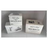 Department 56 Snow Village fresh frozen fish, pizza delivery, and grand ole Opry carolers