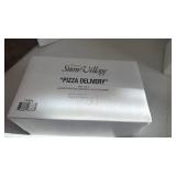 Department 56 Snow Village fresh frozen fish, pizza delivery, and grand ole Opry carolers