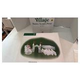 Department 56 Village Ice Crystal Gate and Walls Set and snowy scotch pines