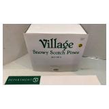 Department 56 Village Ice Crystal Gate and Walls Set and snowy scotch pines