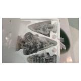 Department 56 Village Ice Crystal Gate and Walls Set and snowy scotch pines