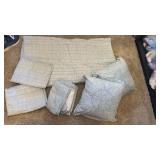 Lauren Conrad full/queen bed spread, pillow shams, skirt and throw pillows pale blue colored