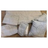 Lauren Conrad full/queen bed spread, pillow shams, skirt and throw pillows pale blue colored