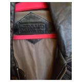 Mens Bostonian leather coat XLT, dress shirt 18/36, slacks 36/32