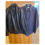 Mens leather jacket XLT, dress shirt 18/38.