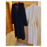 Ladies coat size 14 and bathrobe.