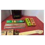 Incense and holders with metal brandy tin