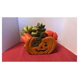 Fall decor with wooden pumpkin basket