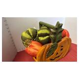 Fall decor with wooden pumpkin basket