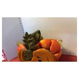 Fall decor with wooden pumpkin basket