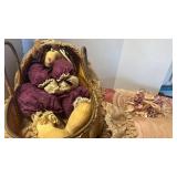 Victorian Style Decorative Pillow Set with Basket and stuffed animal