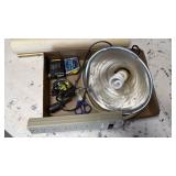 Tape measures, power strip and utility light