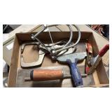 U bolts, clamps, hand sander and putty blade