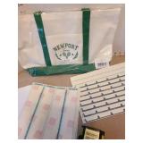 Office supplies and a tennis tote bag