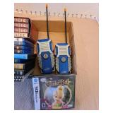 DVDs, including Indiana Jones series, plastic walkie-talkies, Nintendo Tinkerbell