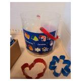 Acrylic paints, cookie cutters, scent bags.