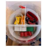 Acrylic paints, cookie cutters, scent bags.