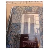 Fringed rod pocket swag valances, total of 6,  80x25, plus one sheer rod pocket panel 55x84