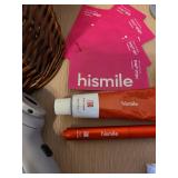 Mini hand vacuum, lined basket, toiletries