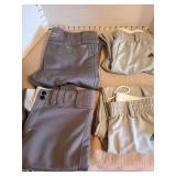 Girls swimsuit, denim shorts, Adidas and Mizuno athletic pants, size 14.