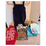 Girls purple velvet jumper with lace hem, t-shirts and sweater size 14.