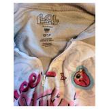Girls Adidas pants, size M, LOL onesie pajamas, size 10-12, socks