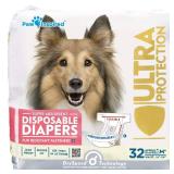 Paw Inspired 32ct Disposable Dog Diapers | Female Dog Diapers Ultra Protection | Diapers for Dogs in Heat, Excitable Urination, or Incontinence (Medium Plus) Paw Inspired 32ct Disposable Dog Diapers | Female Dog Diapers Ultra Protection | Diapers for Dogs in Heat, Excitable Urination, or Incontinence (Medium Plus)