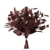 dallisten 20 Silk Artificial Eucalyptus Stems, 12Pcs Fake Eucalyptus Stem with Leaves Berries, Greenery Plants Floral Decorations for Wedding Party Flowers Arrangement Home Decor (Burgundy) dallisten 20 Silk Artificial Eucalyptus Stems, 12Pcs Fake Eucalyptus Stem with Leaves Berries, Greenery Plants Floral Decorations for Wedding Party Flowers Arrangement Home Decor (Burgundy)
