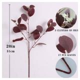 dallisten 20 Silk Artificial Eucalyptus Stems, 12Pcs Fake Eucalyptus Stem with Leaves Berries, Greenery Plants Floral Decorations for Wedding Party Flowers Arrangement Home Decor (Burgundy) dallisten 20 Silk Artificial Eucalyptus Stems, 12Pcs Fake Eucalyptus Stem with Leaves Berries, Greenery Plants Floral Decorations for Wedding Party Flowers Arrangement Home Decor (Burgundy)