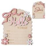 MEMOLEBIA Baby Announcement Sign, Hello World Newborn Sign for Hospital, She's Here Card, Baby Announcements Ideas, Newborn Photography Props Double-Sided (HW3) MEMOLEBIA Baby Announcement Sign, Hello World Newborn Sign for Hospital, She's Here Card, Baby Announcements Ideas, Newborn Photography Props Double-Sided (HW3)
