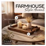 Besti Rustic Vintage Food Serving Trays (Set of 2) | Wooden Board w/Metal Handles | Stylish Farmhouse Decor Serving Platters | Small: 13.5 x 2 x 9.5, Large: 15.9 x 2 x 11.8 (Rustic Dark Brown) Besti Rustic Vintage Food Serving Trays (Set of 2) | Wooden Board w/Metal Handles | Stylish Farmhouse Decor Serving Platters | Small: 13.5 x 2 x 9.5, Large: 15.9 x 2 x 11.8 (Rustic Dark Brown)