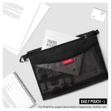 pack all Water-resistant Material Zipper Pouch, Mesh Zipper Bags for Storage, Travel, Office (Black, Large) pack all Water-resistant Material Zipper Pouch, Mesh Zipper Bags for Storage, Travel, Office (Black, Large)