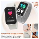 MorePro Health Fitness Tracker with Blood oxy-gen Monitor and 24/7 Heart Rate and Blood Pressure, Sleep Monitor, 120+ Sport Modes Waterproof Fitness Watch for Women Men Android iOS, Sliver MorePro Health Fitness Tracker with Blood oxy-gen Monitor and 24/7 Heart Rate and Blood Pressure, Sleep Monitor, 120+ Sport Modes Waterproof Fitness Watch for Women Men Android iOS, Sliver