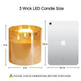 Eywamage 3 Wick Gold Glass Flameless Candle with Remote, Large Flickering LED Battery Pillar Candle F 6 H 6 Eywamage 3 Wick Gold Glass Flameless Candle with Remote, Large Flickering LED Battery Pillar Candle F 6 H 6