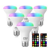 FTL R20 Color Changing Light Bulb with Remote Control, BR20 LED Bulb Dimmable RGB Colored Light Bulbs 7W=60W, 30 Colors, 2700K-6000K, Timer, Color Flood Light Bulbs for Recessed Can Lighting, 6-Pack FTL R20 Color Changing Light Bulb with Remote Control, BR20 LED Bulb Dimmable RGB Colored Light Bulbs 7W=60W, 30 Colors, 2700K-6000K, Timer, Color Flood Light Bulbs for Recessed Can Lighting, 6-Pack