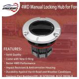 4WD Manual Locking Hub 4x4 Front Wheel Hub Assembly 2 Pack | Compatible with 2005-2023 Ford F250 F350 F450 F550 Super Duty | Replaces# BC3Z3B396B, BC3Z-3B396-B 4WD Manual Locking Hub 4x4 Front Wheel Hub Assembly 2 Pack | Compatible with 2005-2023 Ford F250 F350 F450 F550 Super Duty | Replaces# BC3Z3B396B, BC3Z-3B396-B