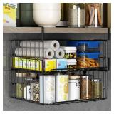 Under Shelf Storage Baskets, Foldable Carbon Steel Under Cabinet Basket for Kitchen Cabinets Pantries Bookshelves Desk, Space-Saving Storage Solution (Black, 2 Pack) Under Shelf Storage Baskets, Foldable Carbon Steel Under Cabinet Basket for Kitchen Cabinets Pantries Bookshelves Desk, Space-Saving Storage Solution (Black, 2 Pack)