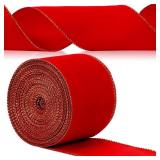 Yungyan Velvet Ribbons with Gold Edge Felt Ribbon Gift Bow Wrapping Ribbon Waterproof for Handmade, Home Decor, Gift Wrapping, Wreath DIY Crafts, Christmas Tree(Red,4 Inch X 35 Yards) Yungyan Velvet Ribbons with Gold Edge Felt Ribbon Gift Bow Wrapping Ribbon Waterproof for Handmade, Home Decor, Gift Wrapping, Wreath DIY Crafts, Christmas Tree(Red,4 Inch X 35 Yards)