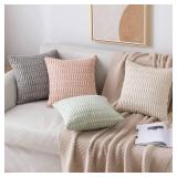 MIULEE Pack of 2 Corduroy Decorative Throw Pillow Covers 18x18 Inch Soft Boho Striped Pillow Covers Modern Farmhouse Home Decor for Sofa Living Room Couch Bed Cream White MIULEE Pack of 2 Corduroy Decorative Throw Pillow Covers 18x18 Inch Soft Boho Striped Pillow Covers Modern Farmhouse Home Decor for Sofa Living Room Couch Bed Cream White