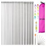 Knitting Needle Set, BCMRUN 22PCS 2mm(B)-8mm(L) Straight Single Pointed Stainless Steel Sweater Needles Set(11Pair-11 Size,9.8 inch) with Locking Stitch Makers Large-Eye Needles Measure Tape (25CM) Knitting Needle Set, BCMRUN 22PCS 2mm(B)-8mm(L) Straight Single Pointed Stainless Steel Sweater Needles Set(11Pair-11 Size,9.8 inch) with Locking Stitch Makers Large-Eye Needles Measure Tape (25CM)
