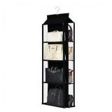 Remittur 8 Grids in 1 Rotatable Hanging Purse Handbag Organizer with Double Zippers, Visible Purse Organizer for Closet, Fully Enclosed Handbag Storage Holder-Black Remittur 8 Grids in 1 Rotatable Hanging Purse Handbag Organizer with Double Zippers, Visible Purse Organizer for Closet, Fully Enclosed Handbag Storage Holder-Black