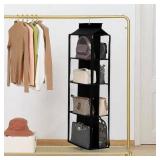 Remittur 8 Grids in 1 Rotatable Hanging Purse Handbag Organizer with Double Zippers, Visible Purse Organizer for Closet, Fully Enclosed Handbag Storage Holder-Black Remittur 8 Grids in 1 Rotatable Hanging Purse Handbag Organizer with Double Zippers, Visible Purse Organizer for Closet, Fully Enclosed Handbag Storage Holder-Black