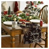 Artoid Mode Black Snowflake Let It Snow Winter Table Runner, Seasonal Christmas Kitchen Dining Table Decoration for Home Party Decor 13x72 Inch Artoid Mode Black Snowflake Let It Snow Winter Table Runner, Seasonal Christmas Kitchen Dining Table Decoration for Home Party Decor 13x72 Inch