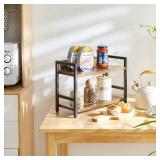 IBUYKE 2-Tier Spice Rack Industrial Counter Shelf Desktop Storage Organizer Standing Seasoning Rack for Countertop Kitchen Office Living Room Desktop Rustic Brown UTLJ002H IBUYKE 2-Tier Spice Rack Industrial Counter Shelf Desktop Storage Organizer Standing Seasoning Rack for Countertop Kitchen Office Living Room Desktop Rustic Brown UTLJ002H