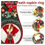 ZeeDix Christmas Wreath Napkin Rings Set of 12, Holiday Rhinestone Christmas Napkin Ring Holders for Cloth Napkins, Napkin Buckle for Thanksgiving Holiday Dinner Table Decor ZeeDix Christmas Wreath Napkin Rings Set of 12, Holiday Rhinestone Christmas Napkin Ring Holders for Cloth Napkins, Napkin Buckle for Thanksgiving Holiday Dinner Table Decor