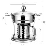 Shabu hot pot Stainless Steel Chafing Dishes hotpot single Mini cooking pot Cookware Non-Magnetic Burner with 2 spoons Shabu hot pot Stainless Steel Chafing Dishes hotpot single Mini cooking pot Cookware Non-Magnetic Burner with 2 spoons