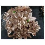 Christmas Poinsettia Flowers Christmas Tree Ornaments,Artificial Christmas Flowers and Artificial Berry Picks for Xmas Holiday Wedding Decor, Rose Gold Christmas Poinsettia Flowers Christmas Tree Ornaments,Artificial Christmas Flowers and Artificial Berry Picks for Xmas Holiday Wedding Decor, Rose Gold